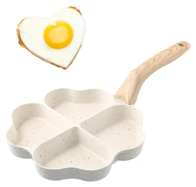 Herzförmige Bratpfanne mit 4 Mulden, Antihaft, 19 cm, beige