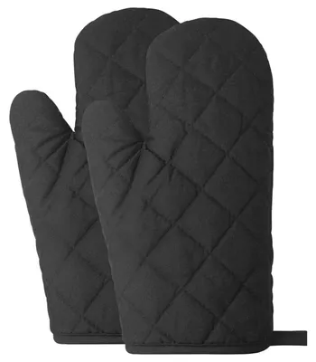 Zdjęcie produktu dla Rękawice kuchenne do piekarnika, 2 sztuki, odporne na temperaturę do 250°C, bawełna, czarne, 27 cm