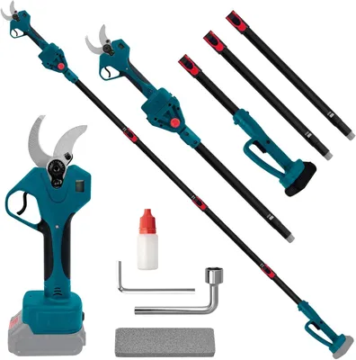 Produktbild von Elektrische Heckenschere - Akkubetriebene Heckenschere - Gartengeräte - Astschneider - Gartenschere - Teleskopstiel bis 2,2 Meter