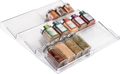 Obrázek produktu pro Organizér na bylinky a koření – do kuchyně, koupelny a kanceláře – průhledný, rozšiřitelný, 3 patra
