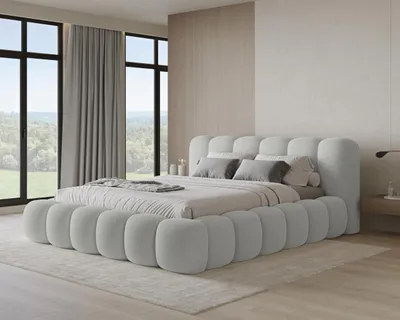 Produktbild von Chilly Möbel Design Polsterbett Stone Hellgrau Bouclé Stoff 180x200 cm mit Stauraum Quelle 83