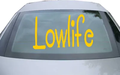 Produktbild von Indigos UG - Aufkleber Heckscheibe & Motorklappe DE2206 - gold - 600x347 mm - Lowlife - Auto Scheiben Fenster Heckklappe Tuning Racing JDM - Die cut