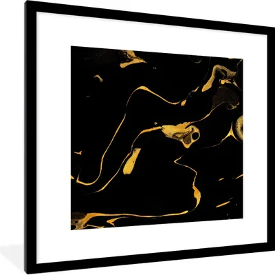 Produktbild von MuchoWow® Gerahmtes Poster Muster - Gold - Schwarz 40x40 cm - Poster mit Schwarzem Bilderrahmen Wandposter Rahmen Foto Bilder - Poster - Plakat im Rahmen