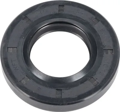A close-up studio shot of a black rubber seal.