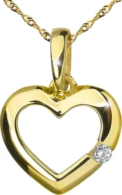 Produktbild von MATERIA Herzkette Gold 375 Damen - kleiner Kettenanhänger Herz Zirkonia Stein mit 45cm Goldkette in Geschenk Box GKA-6