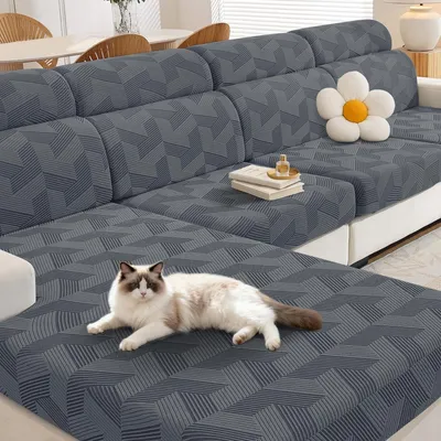 Image de Housses de coussins extensibles universelles pour canapé, couleur gris clair