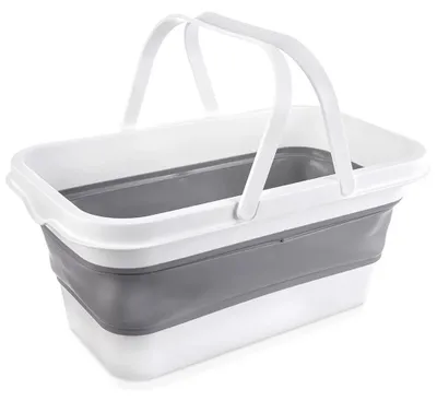 Image de Panier à linge pliable - 28 litres - Silicone - Gris