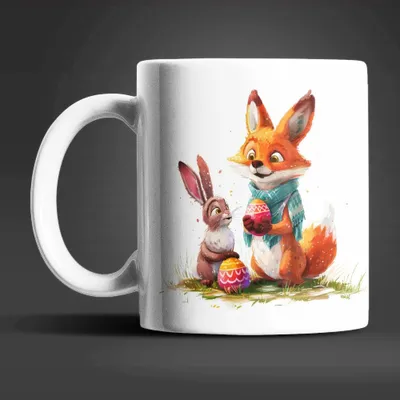 Produktbild von Ostern Fuchs und Hase Ostereier Kaffeetasse Teetasse Tasse Geschenkidee 330 ml