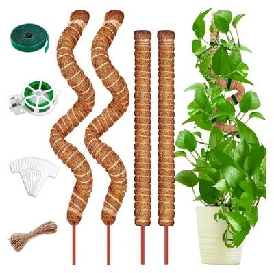 Produktbild von 4er Set Pflanzenstab Rankhilfe, Monstera Rankhilfe 70cm und 100cm, Biegbarer Kokosfaser Moosstab für Kletterpflanzen mit Zubehör