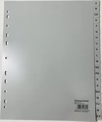 Produktbild von Soennecken Register 2131 DIN A4 A-Z volle Höhe Überbreite PP grau