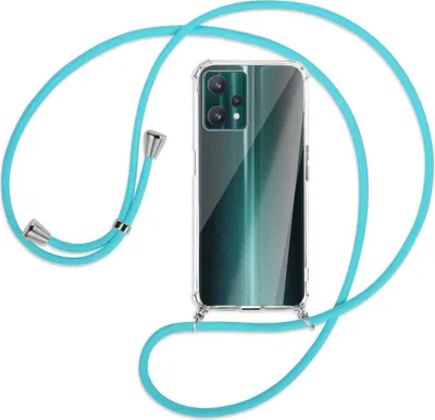 Produktbild von Handykette Backcover-Schutzhülle mit Band (Metall silberfarben) für Realme 9 Pro 5G - türkis