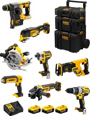 Image de DeWALT Kit DWK803 (DCD996 + DCH273 + DCG405 + DCF887 + DCS355 + DCS367 + DCS570 + DCL050 + 3 x 5.0 Ah + DCB115 + 3en1 Caddy)