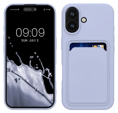 Produktbild von kwmobile Handyhülle für Apple iPhone 16 Hülle mit Kartenfach - TPU Case - Kabelloses Laden - Schutzhülle Cover in Lavendel