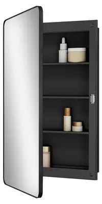 Spiegelschrank, Kunststoff, schwarz, 40x71 cm, Auf-/Unterputz