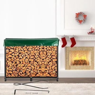 Produktbild von Schwarzes Metall-Holzregal 8 Fuß 1300 Pfund Innenlagerung für Zuhause