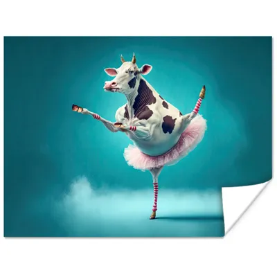 Produktbild von MuchoWow® Poster Kuh - Ballett - Porträt - Blau - Tiere 160x120 cm - Foto Plakat