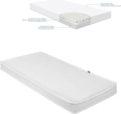 Produktbild von Kikkaboo Babybett Matratze Night Dream 120 x 60 x 10 cm, 3D Schaumschicht weiß