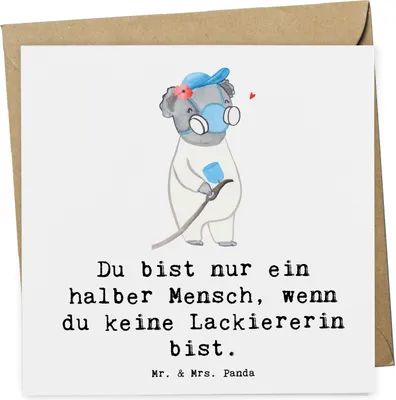 Produktbild von Mr. & Mrs. Panda Glückwunschkarte Lackiererin Herz - Weiß - Geschenk, Gesellenprüfung, Ausbildung, Lustig, Grußkarte, Witzig, Klappkarte, faltkarte, Spruch, doppelkarte