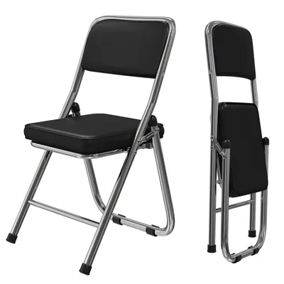 Produktbild von Klappstuhl 1er Set Lounge-Sessel mit Polster Besuchersstuhl Küchen Stühle 46x45x82cm Schwarz