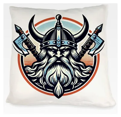 Produktbild von Odin Wikinger Kissen - Gott der nordischen Mythologie, Asgard, Kriegsgott, Runenmotiv, Wikinger Bart Design