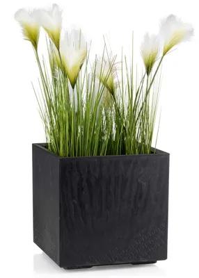 Image de HowHomely 36L Pot de fleurs Betonique 39 cm de hauteur, bac à plantes, noir Cache-pot pour jardin balcon