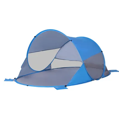 Produktbild von Outsunny faltbares Strandzelt, Pop-up-automatisches Strandzelt für 1–2 Personen mit 1 Tür, 2 Fenstern und Tragetasche für Parkcamping, 200 x 120 x 90 cm, Blau