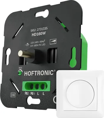 Produktbild von hoftronic LED-Dimmer Einbau 0,5-160W Phasenabschnitt Weiß Wechselschaltung