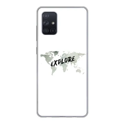 Produktbild von MuchoWow® Handyhülle Schutzhülle Hülle für Samsung Galaxy A51 5G Weltkarte - Grau - Zitat Silikon Softcase Handy Hülle - Abbildung