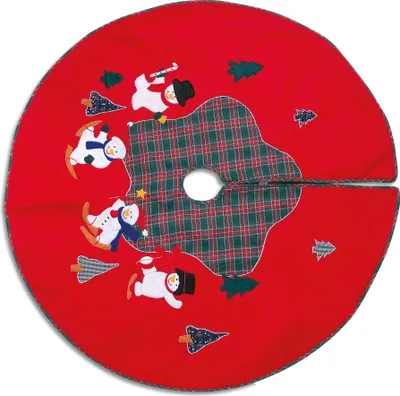 Produktbild von Weihnachtsbaumdecke Schneemann rot, mit Motiv
