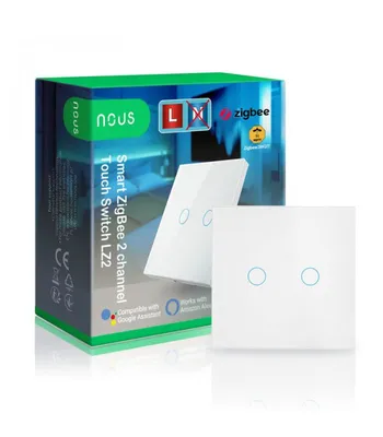 Productafbeelding van fivestartoolshop: Nous LZ2 Smart ZigBee Touch (L+N/L) 2-kanaals lichtschakelaar