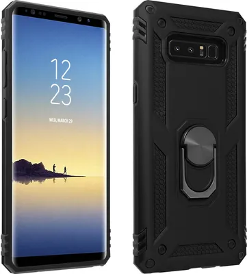 Produktbild von Avizar, Hybrid Handyhülle mit Ring Halterung für Samsung Galaxy Note 8, Schwarz
