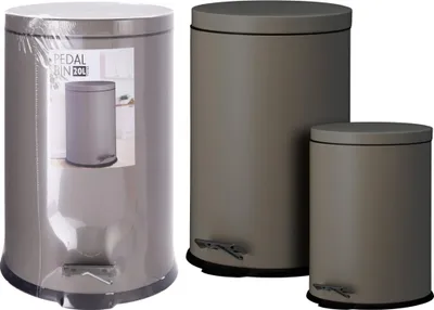 Zdjęcie produktu dla Zestaw koszy na śmieci z pedałem Excellent Houseware 20 l i 5 l, kolor brązowy