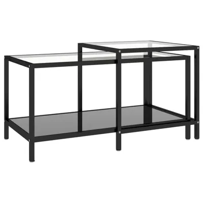 Image de vidaXL Tables d'appoint 2 pcs. Verre trempé Noir