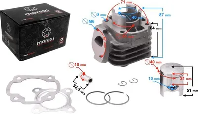 Obrázok produktu pre Moretti valec pre skúter 2T 50cc 1PE40QMB sw.10mm