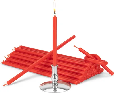 Produktbild von Kerzenhalter mit Festtagkerzen rot Tropffrei L 185mm Premium Paraffinwachs 40056