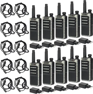 Produktbild von Retevis RB666 Funkgerät Klein, PMR446 Professional Funkgeräte Set Wiederaufladbares Schnellladegerät, Drahtloser Klon, VOX Tragbares Walkie Talkie mit Ohrhörern für Schule, Hotel (10 Stück, Schwarz)