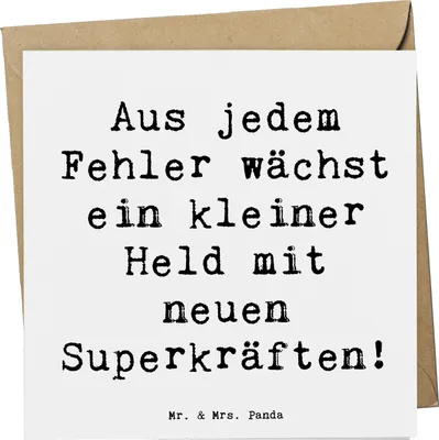 Produktbild von Mr. & Mrs. Panda Glückwunschkarte Spruch Fehler machen lernen - Weiß - Geschenk, daraus, Zuversicht, Liebe, Hoffnung, Herausforderung, doppelkarte, Vertrauem, anlasskarte
