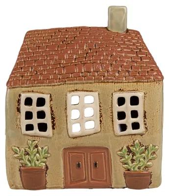 Produktbild von Clayre & Eef Teelichthalter Haus 17x10x19 cm Grün Orange Keramik