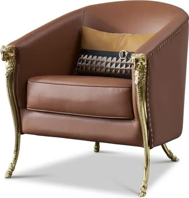 Image de Fauteuil design 1 place Marron Cuir synthétique Luxe Club Lougne Canapé 1 place Nouveau