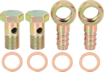 Image de 2 Sets 16mm Banjo Tuyau Barbelé Boulon Raccords Métal pour Voiture Moto