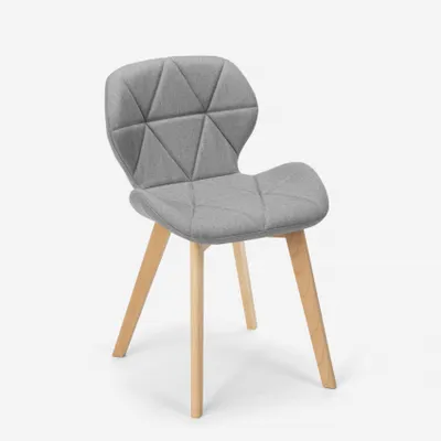 Produktbild von Nordic Design Stuhl Holzbeine Stoff Küche Bar Restaurant Whale - Grau