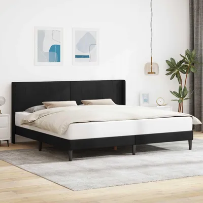 Obrázek produktu pro Maison Exclusive – postel s čelem, černá, 200 x 200 cm, samet