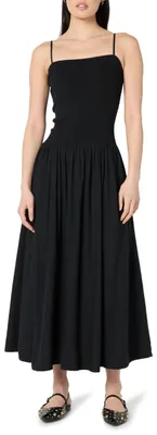 Productafbeelding van The Drop Florencia, maxi jurk met gerimpelde bodice, linnen, zwart, maat S