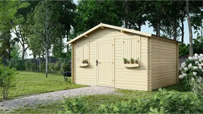 Image de Abri de jardin en bois - 12m2 - 4x3m - Ep. 28mm - Couleur: naturel - DOM337 - ALTANKA