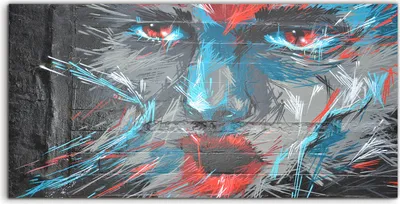 Produktbild von Coloray Acrylbild 100x50  Wandbild Acrylbilder Wandmalerei Gesicht Graffiti Kunst