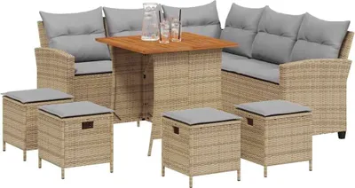 Zdjęcie produktu dla vidaXL 6-częściowa sofa ogrodowa z poduszkami w kształcie litery L Beżowy polirattan