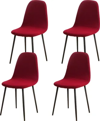 Immagine prodotto di Coprisedie 4 pezzi, coprisedie imbottite universali in tessuto waffle elasticizzato coprisedie per sala da pranzo per banchetti di nozze hotel, rosso vino