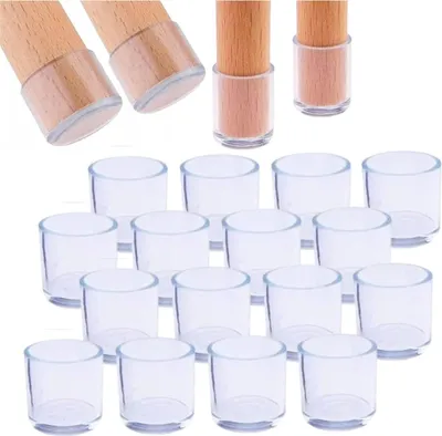 Zdjęcie produktu dla Nakładki na nogi krzesła ochronne silikonowe 22-25 mm 16 sztuk bezbarwne