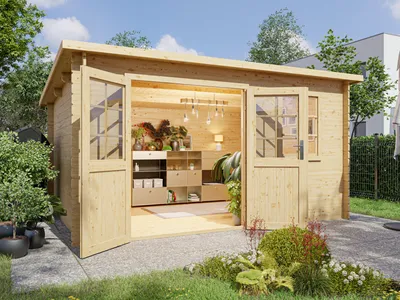 Produktbild von Gartenhaus Blockbohlenhaus CA2981 28 mm naturbelassen