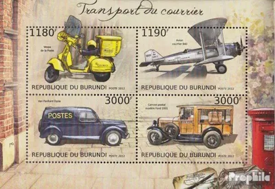Produktbild von Briefmarken Burundi 2012 Mi 2913-2916 Kleinbogen (kompl.Ausg.) postfrisch Postbeförderung
